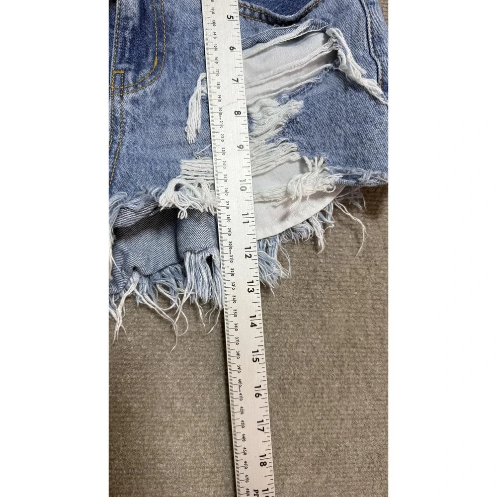 Cello Shorts Womens XS 26‎ Blue Distressed Denim Cutoff Frayed Hem 2 Inseam